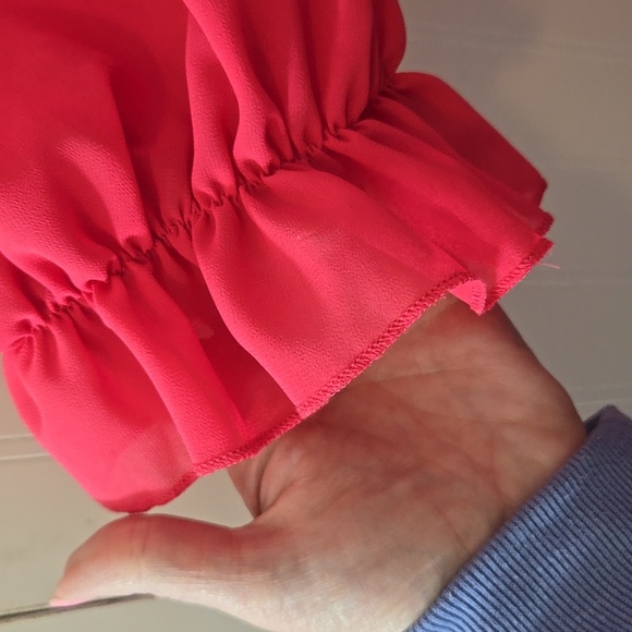 Perfectly Priscilla Magenta Pink Maxi Sheer Ruffle Sleeve Tie Waist Size 1X - Picture 10 of 10